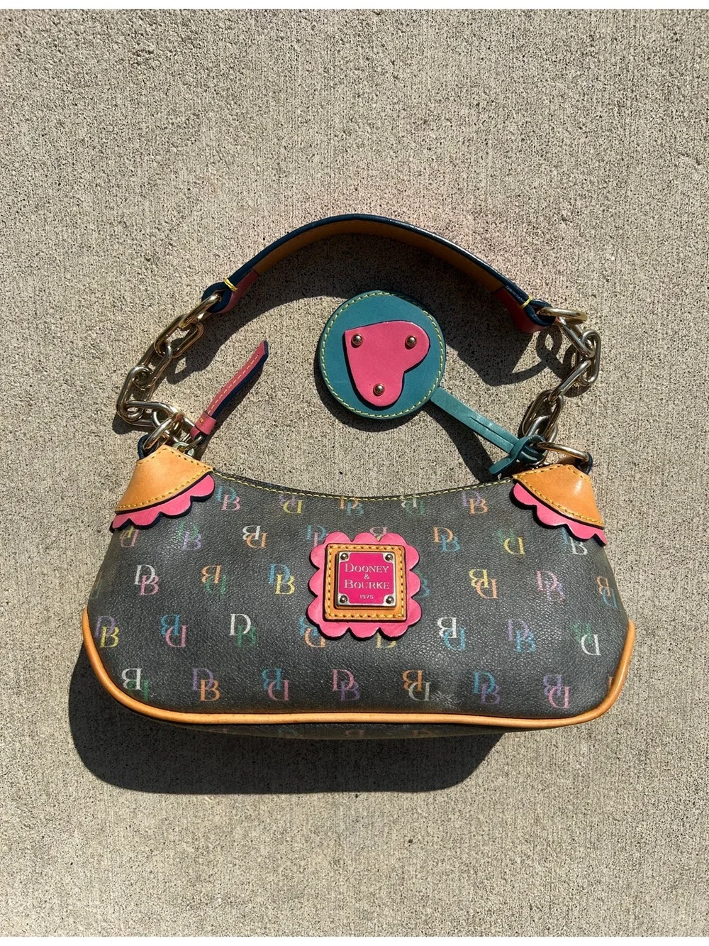 Vintage Dooney & Bourke Multicolor DB Logo Mini Shoulder Bag